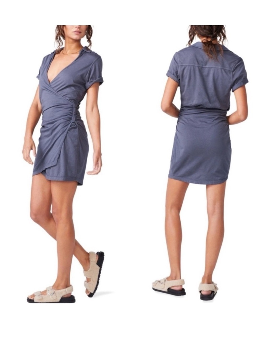 Monrow shirred waist v neck dress size xs